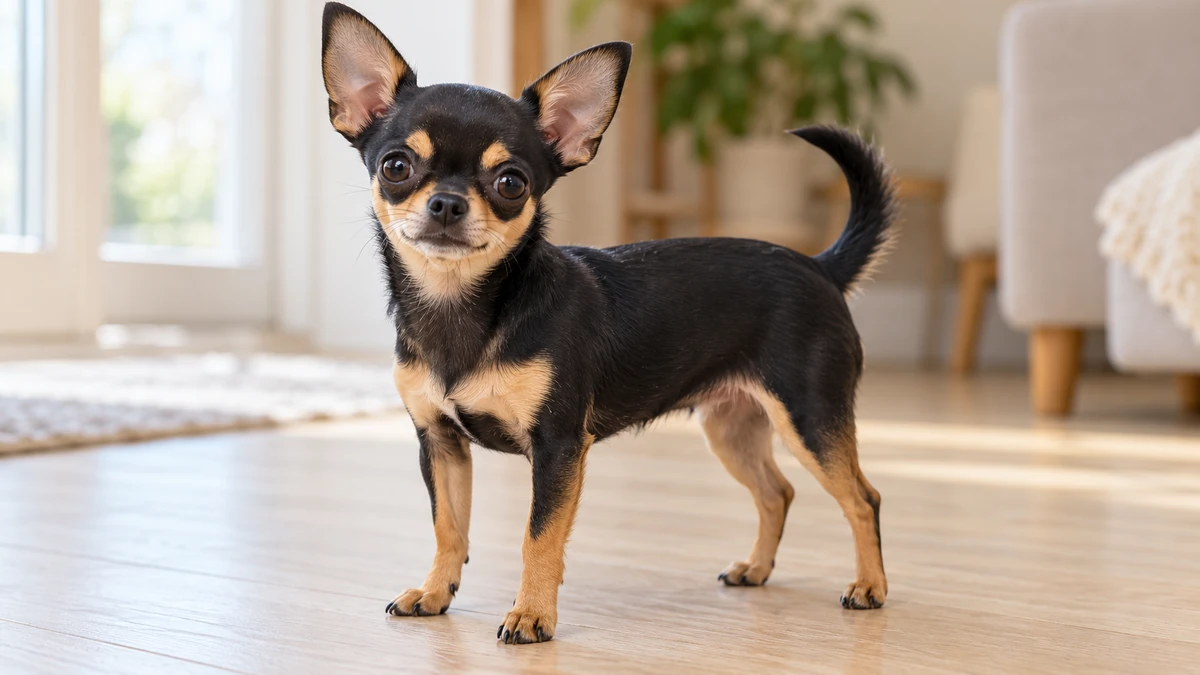 Chihuahua köpek — siyah-tan renk