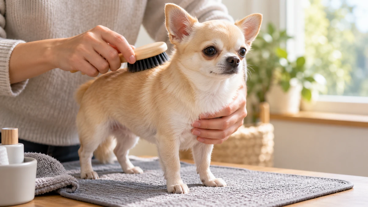 Chihuahua yavru köpek — tüy bakımı ve fırçalama