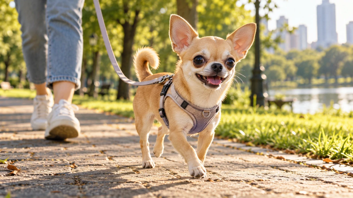Chihuahua köpek — parkta yürüyüş ve egzersiz